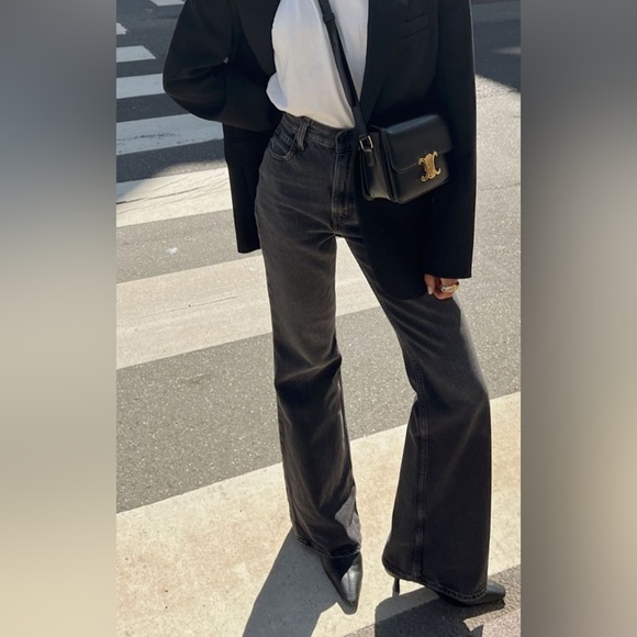 NWT ZARA BLACK WIDE LEG HI RISE JEANS, SIZE 2 - Picture 5 of 8